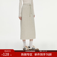 范思藍恩半拉領(lǐng)廓形落肩加絨加厚重磅衛衣女冬季2024新款14491 燕麥灰半身裙 M