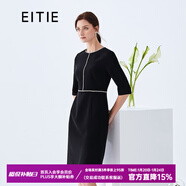 愛(ài)特愛(ài)（EITIE）春秋新款明星同款時(shí)尚通勤五分珠裝飾收腰連衣裙女6107815 黑20 S 155