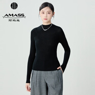 阿瑪施（AMASS）女裝3D無縫一線成衣 修身純羊毛針織衫女5399776 黑 L (4碼)