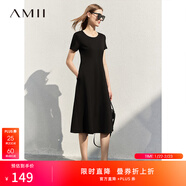 AMII女裝2025法式復古a字連衣裙女夏季新款赫本風(fēng)顯瘦圓領(lǐng) 黑色 （建議拍大一碼） L 165/88A