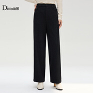 迪圖Ditto/迪圖2025秋冬新款時(shí)尚百搭女士休閑褲簡(jiǎn)約通勤高級感直筒褲 黑色 L