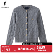 POLOWALK紅色麻花針織開(kāi)衫女秋冬新款保羅女裝新年本命年毛衣開(kāi)衫外套上衣 花灰色【AM8W53580113】 L (165)