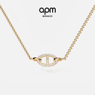 APM Monaco楊紫同款金黃色鎖骨鏈高級時(shí)尚豬鼻子項鏈送女友毛衣鏈新年禮物