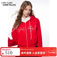 LIME FLARE萊茵福萊爾紅色小香風(fēng)連衣裙短外套2024春季新款 本命年紅衛衣 M