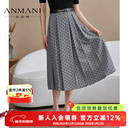 恩曼琳（ANMANI）23早秋新款復古植絨波點(diǎn)千鳥(niǎo)格A字半身傘裙EANDCA63 黑白 S