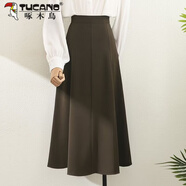 啄木鳥(niǎo)（TUCANO）適合胯大腿粗中長(cháng)裙遮肚百褶半身裙秋季新款夏天女高腰顯瘦a字裙 咖色春款 S 腰圍64厘米80-94斤