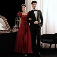 木南飛出租賃新娘敬酒服伴娘服2025新款韓版長(cháng)款修身宴會(huì )禮服敬酒服禮服 公主在逃 S