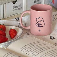 接運貓NANZA小兔子杯子咖啡杯玻璃小豬ins生肖杯牛奶杯冷飲小狗杯馬克杯 瑕疵馨頌粉
