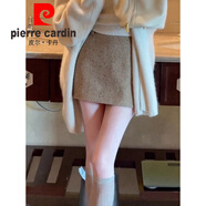 皮爾卡丹（pierre cardin）春秋季搭配一整套大碼胖mm針織開(kāi)衫外套短裙松弛感慵懶三件套裝女 短裙 【單件】 L (建議100-115斤)