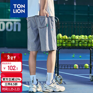 唐獅2025夏男小標抽繩吊襠寬松牛仔短褲