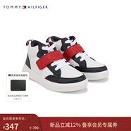 Tommy Hilfiger童裝男潮流美式復古撞色魔術(shù)貼休閑鞋籃球跑步運動(dòng)鞋板鞋 藍白拼色001 37