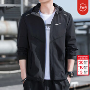 耐克（NIKE）外套男裝上衣 2026春季新款運動(dòng)服休閑透氣跑步立領(lǐng)速干百搭夾克 CZ9071-010/連帽/曬圖退10 S 【165】 體重90~110斤左右