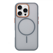 詩(shī)迦努新品膚感磨砂軟邊框撞色手機殼適用16ProMax磁吸保護套簡(jiǎn)約男女 灰色(磁吸)磨砂半透背板 iPhonSe16pro