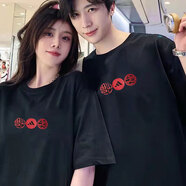 阿迪達斯（adidas）男裝女裝情侶款運動(dòng)套裝夏新款舒適新年款透氣休閑短袖T恤上夏 黑色T恤/男女同款/單件 M/175