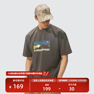 瞬時(shí)山野Monterest戶(hù)外山系噴色印花水洗做舊寬松圓領(lǐng)短袖T恤男款 巖石灰 S
