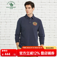 圣大保羅男裝2025秋冬款裝男士商務(wù)休閑寬松版長(cháng)袖PoloT恤純棉衫 深藍色K9 M (48) 165/84B