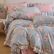 南極人（Nanjiren）全棉床上四件套純棉小碎花公主少女風(fēng)花邊被套床單四件套床笠床裙 安妮公主·蘭 1.8m床四件套/ 床單款 -被套2.0*2.3