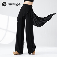 艾舞戈現代舞服裝襯衣練功服男女同款飄逸寬松長(cháng)袖上衣中國舞爵士舞蹈服 瑾瑜黑-褲子 M