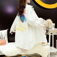 薄款牛仔外套女韓版寬松慵懶中長(cháng)款春秋季新款洋氣百搭設計感小眾 白色 M M建議100-115斤