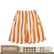 幼悠女童2025夏季套裝兒童表情印花撞色拼接短袖水果繡標五分短褲 短褲桔米條（X5005） 90 cm