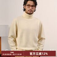 CULTUM重磅柔順巴素蘭工藝羊毛冬季厚款套頭長(cháng)袖高領(lǐng)毛衣男休閑針織內搭 象牙白 M