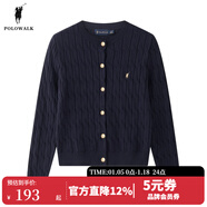 POLOWALK紅色麻花針織開(kāi)衫女秋冬新款保羅女裝新年本命年毛衣開(kāi)衫外套上衣 藏青【AM8W53580112】 2XL (175)