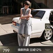 JNBY/江南布衣25夏連衣裙無(wú)袖牛仔異形圓領(lǐng)自然簡(jiǎn)約寬松5P5G10650 996/牛仔洗白 M