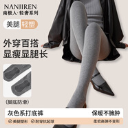 南極人200g加厚美腿顯瘦秋冬季打底褲女細條紋連褲襪保暖褲淺灰色連腳