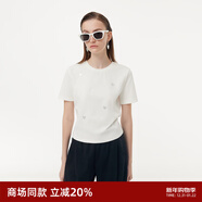 歌莉婭女裝t恤修身正肩純色圓領(lǐng)短袖西裝內搭出游穿搭顯瘦上衣1E3J0B140 05W米白 XXS