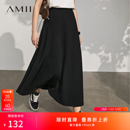 AMII女裝2025夏季新款氣質(zhì)仿醋酸A字裙半身裙女顯瘦高腰長(cháng)裙 黑色 L 165/72A