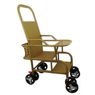 蕉京竹藤嬰兒車(chē)寶寶推車(chē)輕便兒童嬰兒仿藤編竹編藤編藤椅小推車(chē)夏天童 精致土豪金雙層款