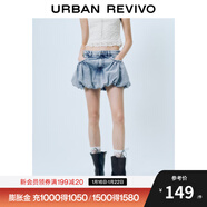 UR2025夏季新款女裝休閑復古減齡花苞牛仔半裙UYL850078 藍色 (偏短) L