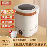 YANGZI揚子集團半全自動(dòng)迷你洗衣機小型洗脫一體 內衣內褲洗衣機學(xué)生宿舍 嬰兒洗襪子機帶脫水租房半自動(dòng) 標準款12L優(yōu)雅白【洗脫一體+UV藍光+強動(dòng)力】