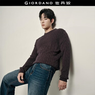 佐丹奴【韓國明星同款】絞花毛衣男新款學(xué)院風(fēng)圓領(lǐng)針織衫01055731