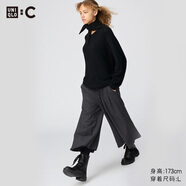 優(yōu)衣庫合作款/女裝打褶裙褲/高腰休閑褲褲子479698 08 深灰色 S /155/64A