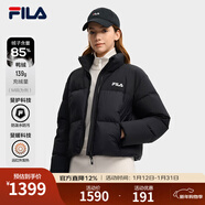 FILA 斐樂(lè )楊冪同款女士羽絨服2025冬季新款休閑短款RGB-多彩羽絨外套 正黑色-BK 2XL 180/96A/XXL