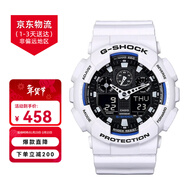 卡西歐（CASIO）手表G-SHOCK學(xué)生運動(dòng)防水防震黑金武士大表盤(pán)石英情侶表 男友禮物 潮酷白藍 GA-100B-7A