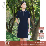 玖姿·安娜蔻POLO領(lǐng)短袖連衣裙女裝夏款輕運動(dòng)風(fēng)休閑裙 丈青 S