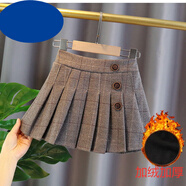 迪弟.尼  HEYDIDY女童外穿半身裙百褶裙春秋韓版呢子新款兒童洋氣格子百搭寶寶裙子 咖色半身裙【加絨加厚】 100 碼建議身高90CM