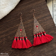 恒久葉波西米亞異域歐美民族風(fēng)紅色流蘇耳環(huán)氣質(zhì)復古長(cháng)款度假風(fēng)拍照配飾 10.經(jīng)典復古三角