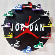 aj1-12代鞋模飛人喬丹掛鐘創(chuàng  )意籃球時(shí)鐘3d立體鞋模型鐘表用品 黑Jordan