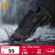 361°運動(dòng)鞋男鞋秋冬季透氣網(wǎng)面跑鞋黑色通勤輕質(zhì)戶(hù)外慢跑步鞋 曜石黑/煙灰【皮革面防潑水】 41