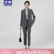 羅蒙品牌職場(chǎng)女強人灰色西裝套裝女新款職業(yè)正裝面試通勤西服外套 灰色西服+西褲 S 80-95斤以下