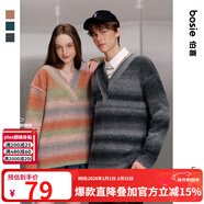 bosie商場(chǎng)同款秋冬季新款套頭毛衫男情侶v領(lǐng)彩虹漸變毛衣針織衫 灰色 XS 160/80A