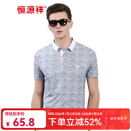 恒源祥冰絲男士短袖t恤翻領(lǐng)夏季薄款半袖中年時(shí)尚波點(diǎn)商務(wù)休閑體恤上衣 51T00S05-淺灰 M (170)