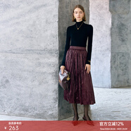 顏域（YANYEE）中長(cháng)款顯瘦A字半身裙女裝2025新款冬季裙子安可拉紅色百褶裙 酒紅 S