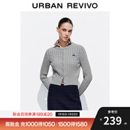 UR2025秋季新款女裝休閑絞花肌理櫻桃刺繡針織開(kāi)衫UYY950116 冷灰 M