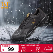 361°運動(dòng)鞋男鞋秋冬季透氣網(wǎng)面跑鞋黑色通勤輕質(zhì)戶(hù)外慢跑步鞋新年禮物 曜石黑/皇冠金【皮革面防潑水】 43