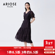 艾諾絲雅詩(shī)商場(chǎng)同款夏季新品時(shí)尚高腰鏤空設計高腰連衣裙20519041 黑色 XL