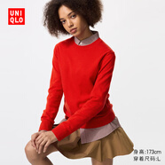 優(yōu)衣庫女裝羊絨圓領(lǐng)針織衫/長(cháng)袖毛衣毛衫25秋冬新款479160 14 瑪瑙紅色 L